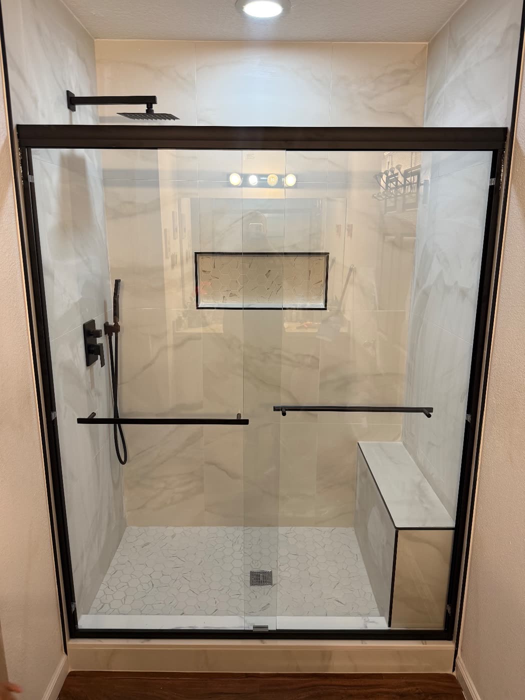 Maria's walk-in shower after the remodel